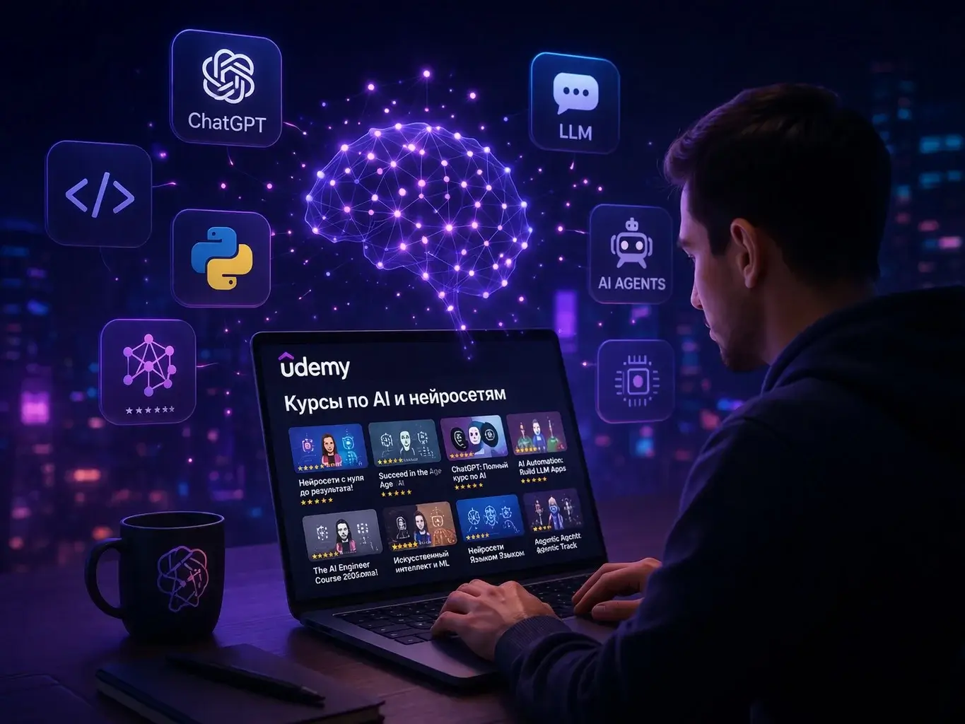 Курсы Udemy по AI и нейросетям