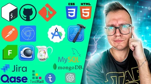 Обложка курса Тестировщик с нуля 2026 с ИИ. Web/Mobile, API, Postman, SQL